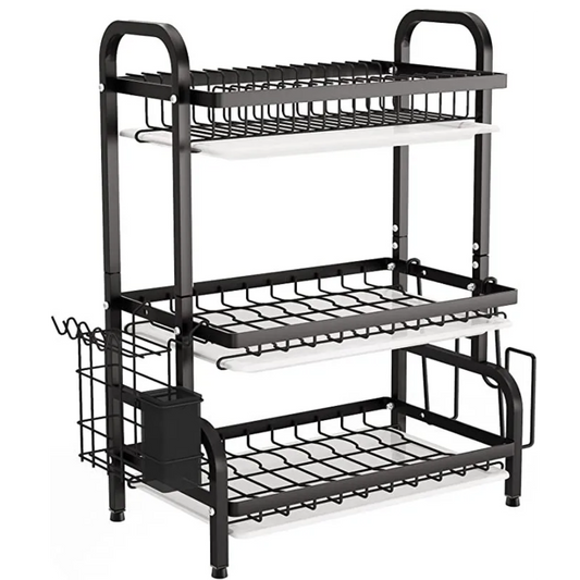 Escurridor de Platos 3 Niveles – Organizador de Cocina Multifuncional con Bandeja Antigoteo