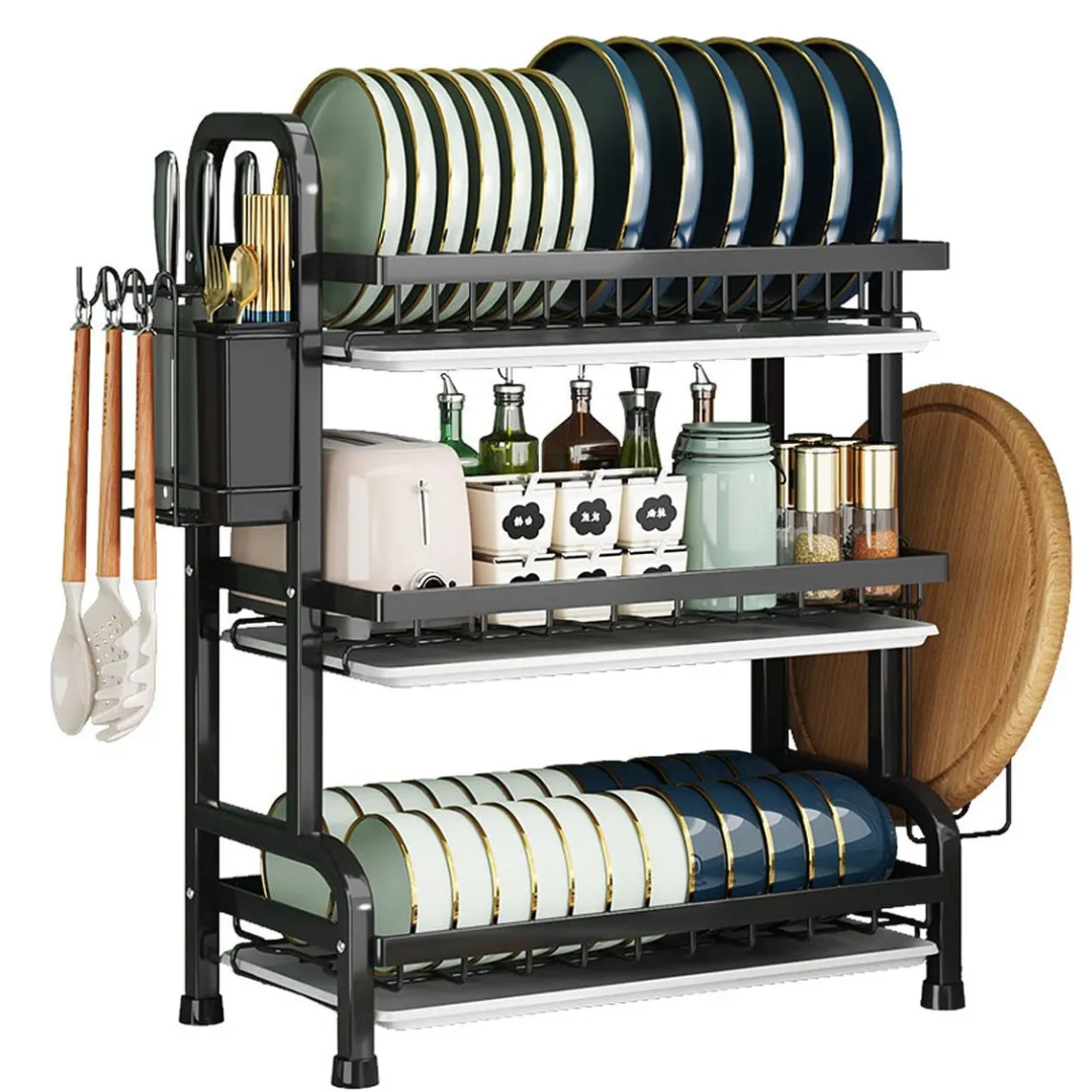 Escurridor de Platos 3 Niveles – Organizador de Cocina Multifuncional con Bandeja Antigoteo