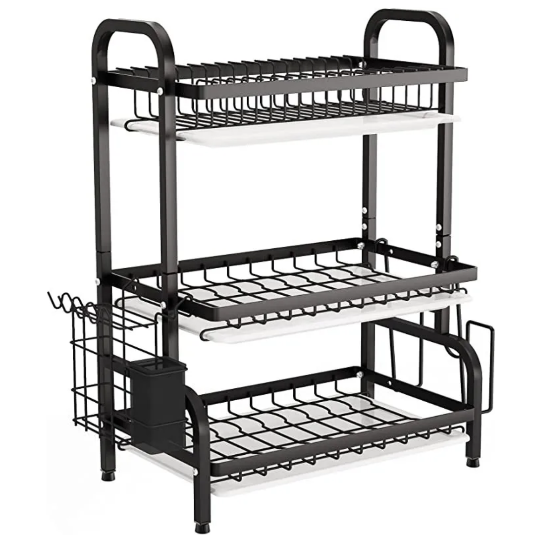Escurridor de Platos 3 Niveles – Organizador de Cocina Multifuncional con Bandeja Antigoteo